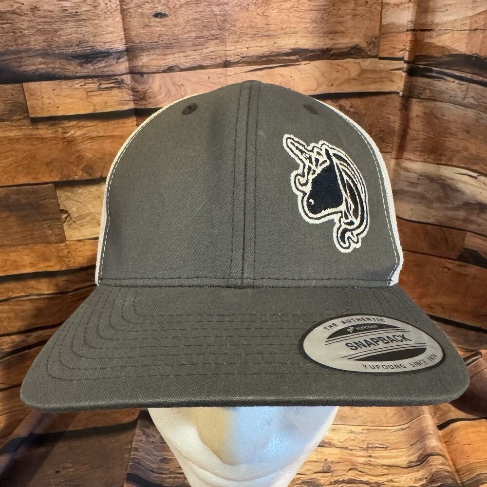 Yupoong Unicorn Retro Trucker Hat Snapback Gray White Mesh Cap Adjustable